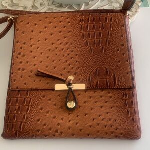 Faux leather ostrich look adjustable Crossbody Bag